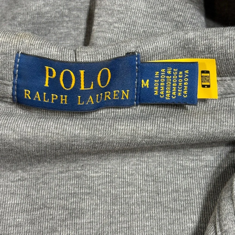 Polo Ralph Lauren Full Zip Hoodie Mens M Gray Double Knit Pony Logo Sweatshirt